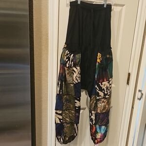 New W Tags HAREMPANTS Black Cotton Multi-color Tie Dye Baggy Pants One Size